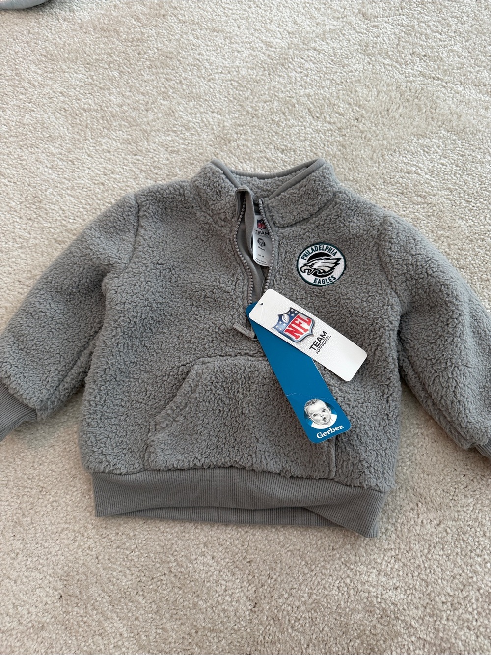 Official NFL Philadelphia Eagles Gray Sherpa Baby Pullover